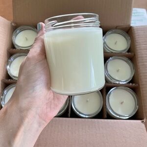 Set 12; 8oz Lavender Jar Candles Wedding Favors